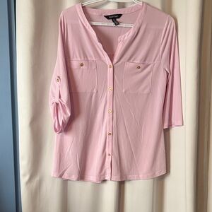 Ellen Tracy Soft Pink Blouse with Gold Buttons